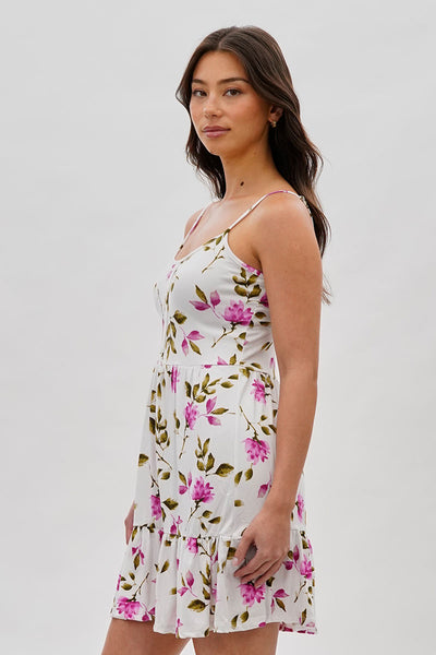 Stylexchange Vintage Floral Henley Day Dress - White - Womens Day Dresses - Fairweather