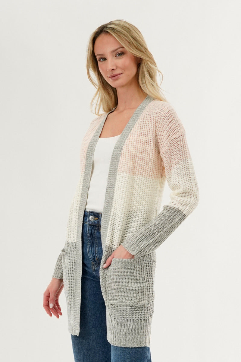 Stylexchange Colour Block Knit Cardigan - Pink - Womens Cardigans - Fairweather