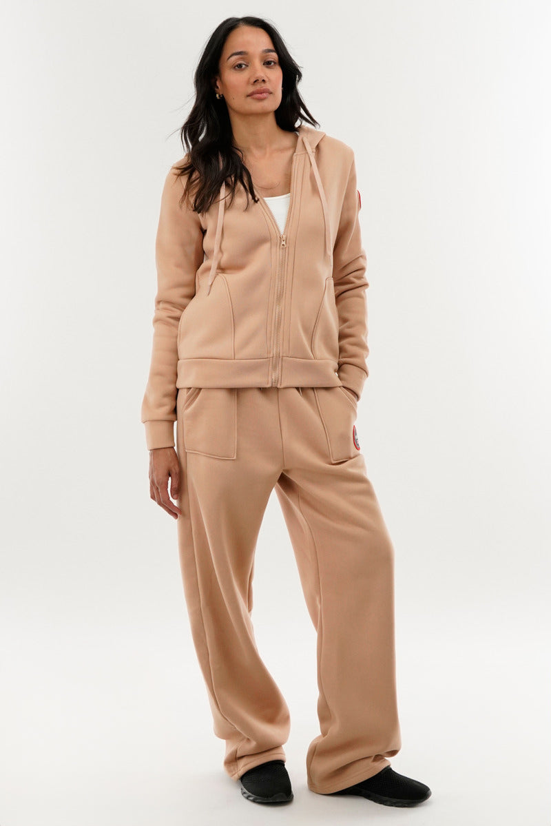 Fahrenheit Classic Zip Up Hoodie - Beige - Womens Hoodies & Sweatshirts - Fairweather