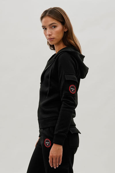 Sweat à capuche zippé Fahrenheit avec poche utilitaire - Noir