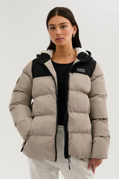 Super Triple Goose Colour Block Bomber Jacket - Beige - Womens Bomber Jackets - Fairweather