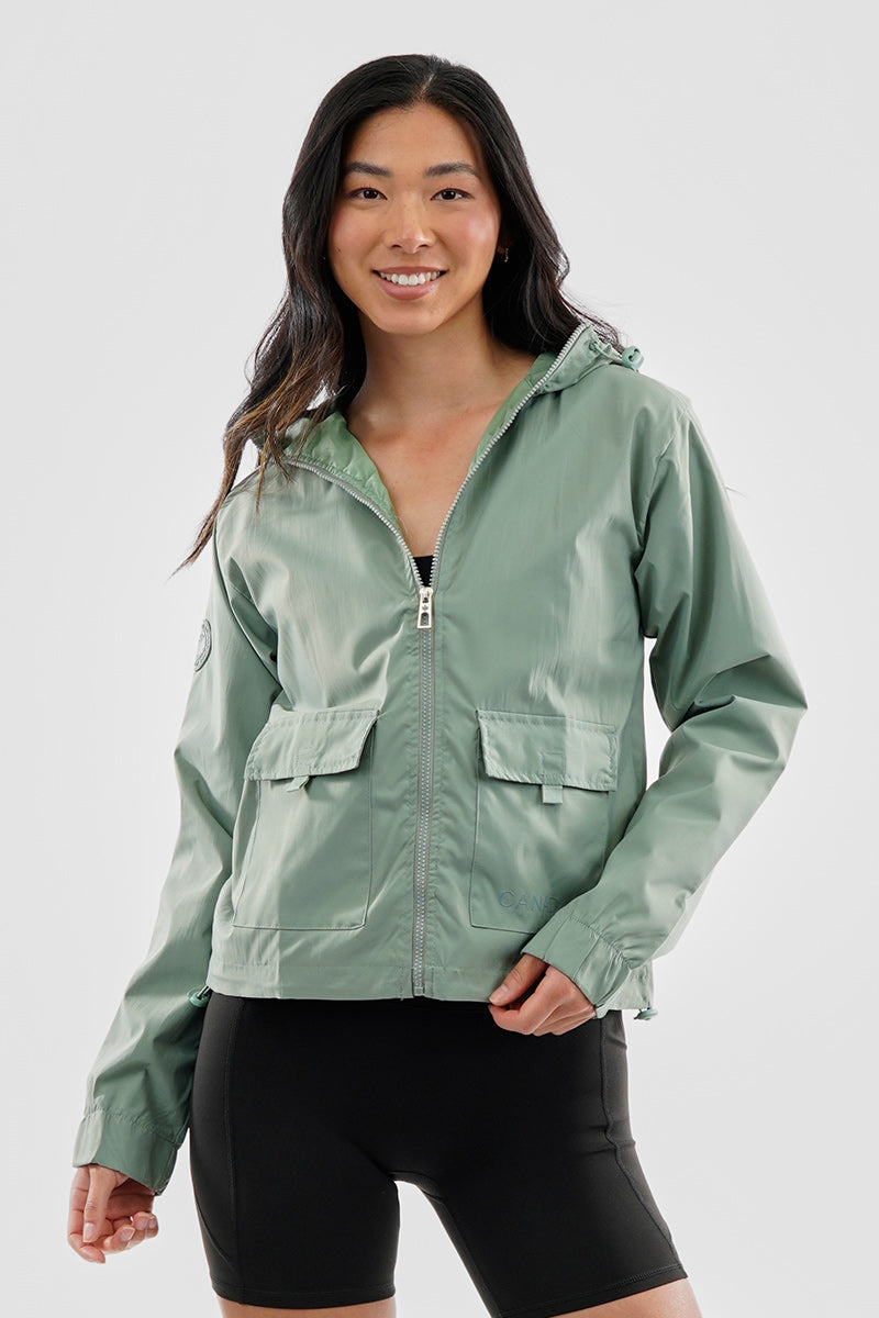 Canada Weather Gear Cropped Coated Microfibre Lightweight Jacket - Olive - Womens Lightweight Jackets - Fairweather