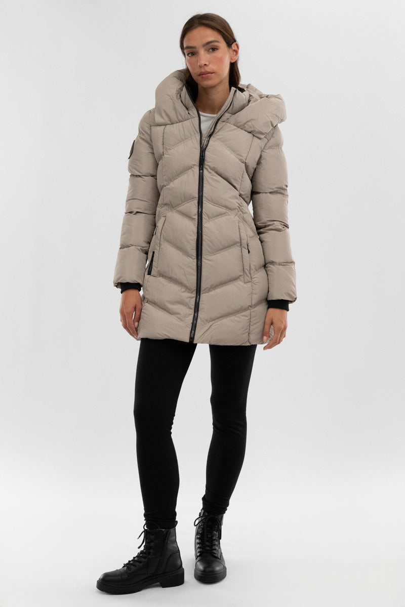 Canada Weather Gear Chevron Quilted Parka Jacket - Beige - Womens Parka Jackets - Fairweather