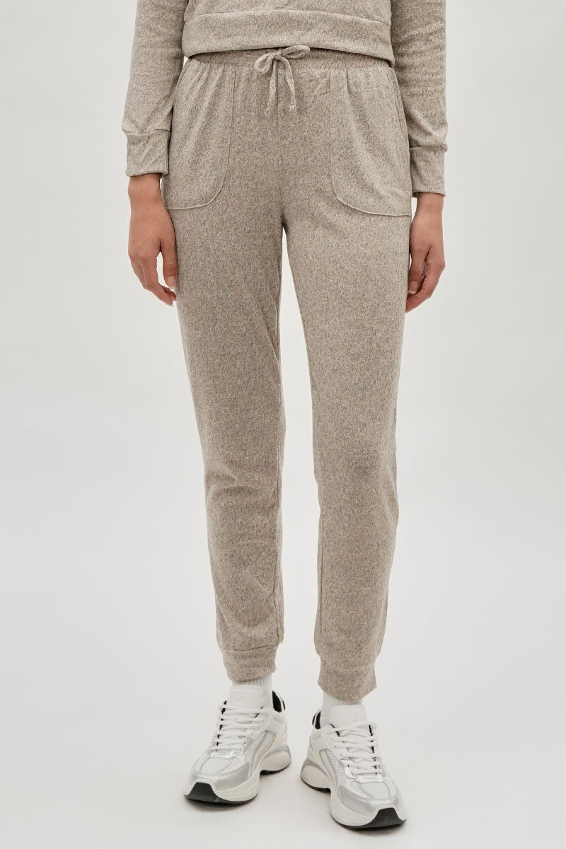 Fahrenheit Tie Waist Knit Joggers - Cream - Womens Joggers & Sweatpants - Fairweather