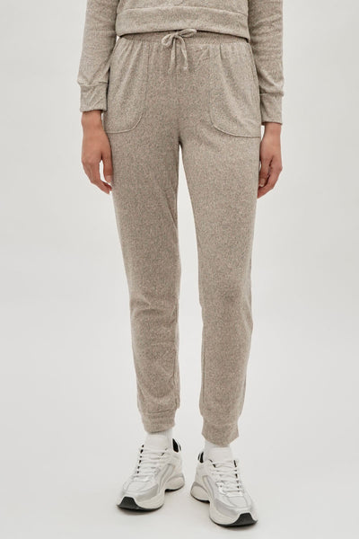 Fahrenheit Tie Waist Knit Joggers - Cream - Womens Joggers & Sweatpants - Fairweather