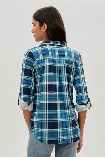 Urbanology Plaid Button Down Shirt - Navy - Womens Shirts & Blouses - Fairweather