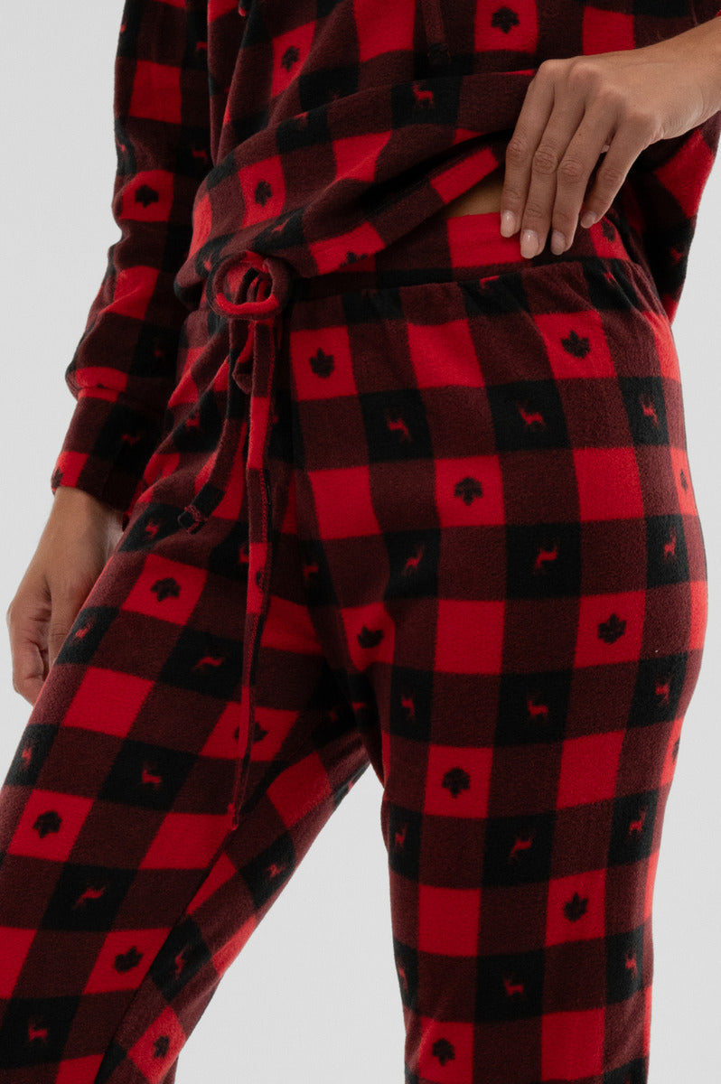 Canada Weather Gear Plaid Tie Waist Pajama Pants - Red - Womens Pajamas - Fairweather