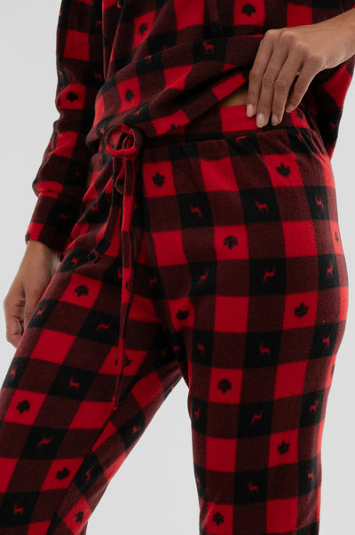 Canada Weather Gear Plaid Tie Waist Pajama Pants - Red - Womens Pajamas - Fairweather