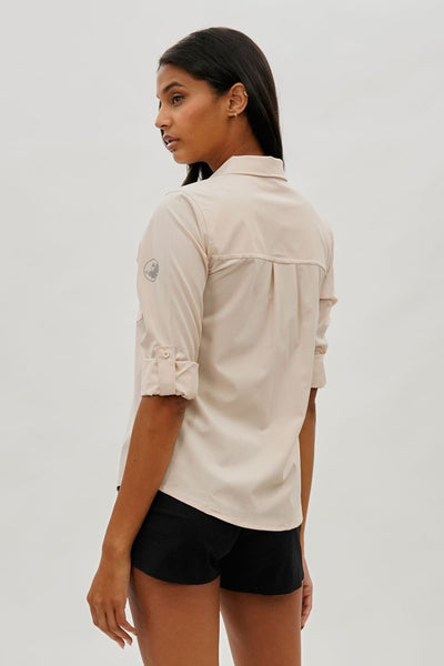 Canada Weather Gear Button Up Utility Shirt - Beige - Womens Shirts & Blouses - Fairweather