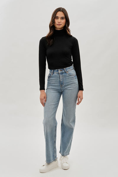 Magazine Cinched Side Turtleneck Long Sleeve Top - Black - Womens Long Sleeve Tops - Fairweather