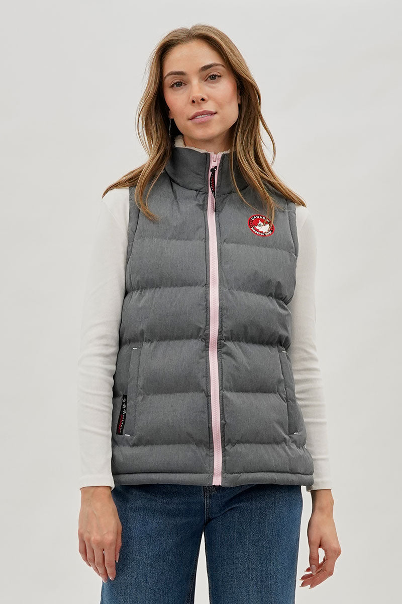 Gilet matelassé Canada Weather Gear à col doublé polaire – Gris