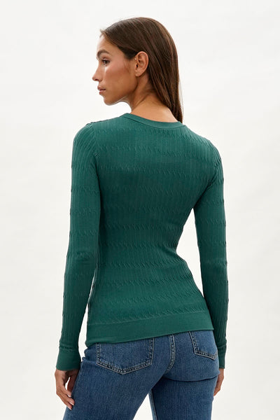 International INC Company Ribbed Crew Neck Long Sleeve Top - Green - Womens Long Sleeve Tops - Fairweather