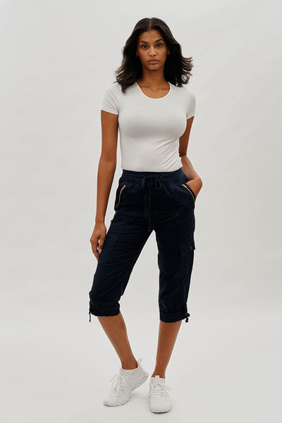 International INC Company Drawstring Cargo Capris - Navy - Womens Shorts & Capris - Fairweather