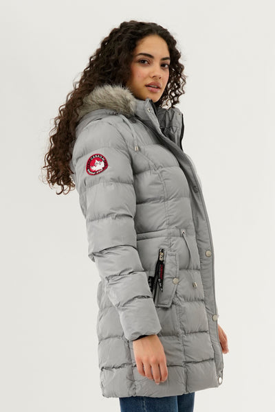 Canada Weather Gear Tie Waist Puffer Parka Jacket - Stone - Womens Parka Jackets - Fairweather