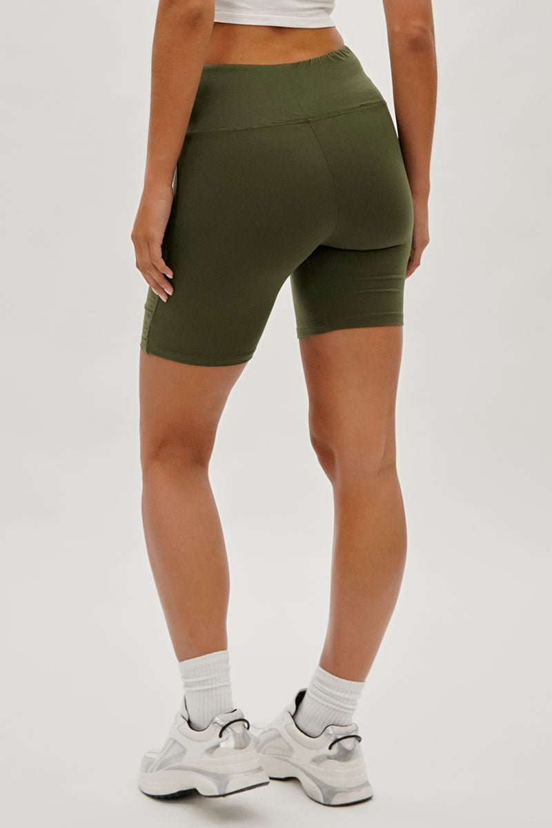 Mikk High-Waisted Biker Shorts - Olive - Womens Shorts & Capris - Fairweather