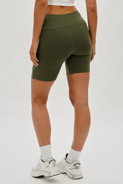 Mikk High-Waisted Biker Shorts - Olive - Womens Shorts & Capris - Fairweather