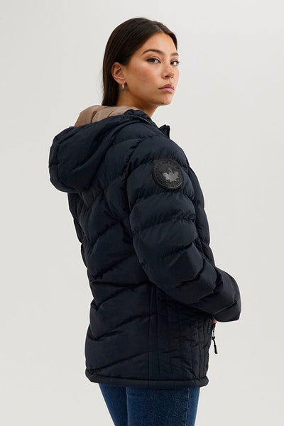 Canada Weather Gear Chevron Quilted Bomber Jacket - Navy - Womens Bomber Jackets - Fairweather