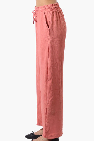 Stylexchange Tie Waist Wide Leg Crinkled Pants - Coral - Womens Pants - Fairweather