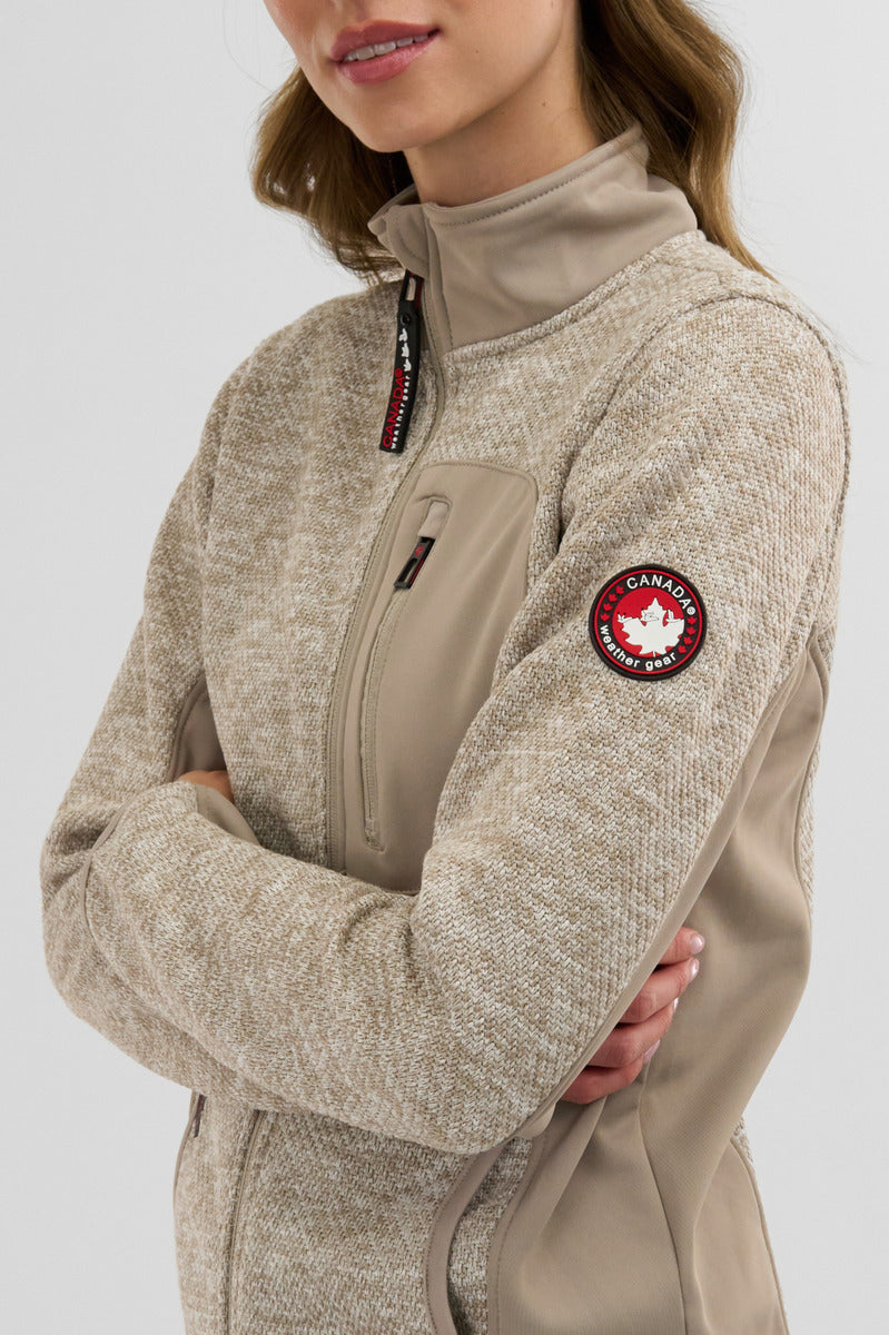Canada Weather Gear Fleece Zip Up Lightweight Jacket - Cream - Womens Lightweight Jackets - Fairweather