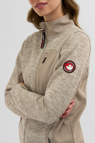Canada Weather Gear Fleece Zip Up Lightweight Jacket - Cream - Womens Lightweight Jackets - Fairweather