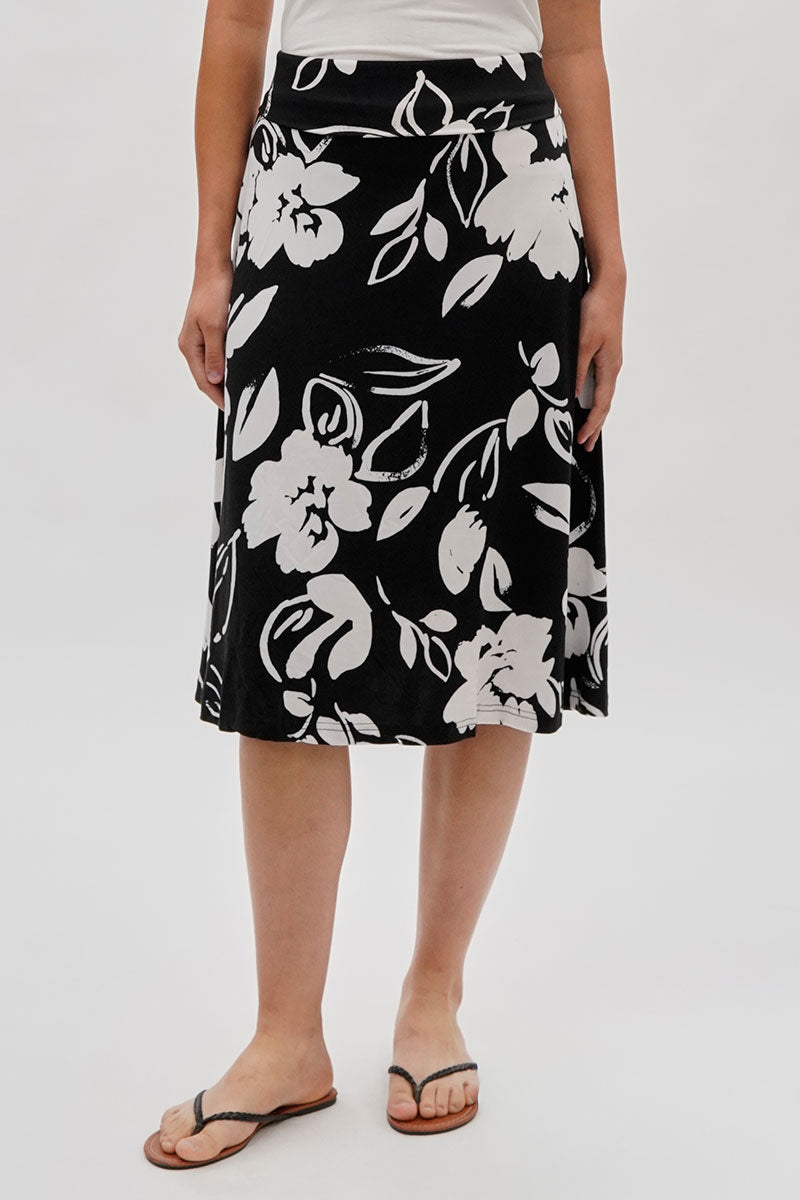 International INC Company Floral Fold Over Skirt - Black - Womens Skirts - Fairweather