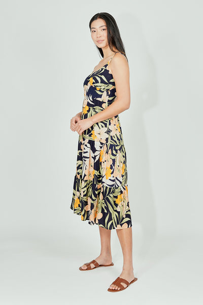 Limite Floral Smocked Waist Maxi Dress - Navy - Womens Maxi Dresses - Fairweather