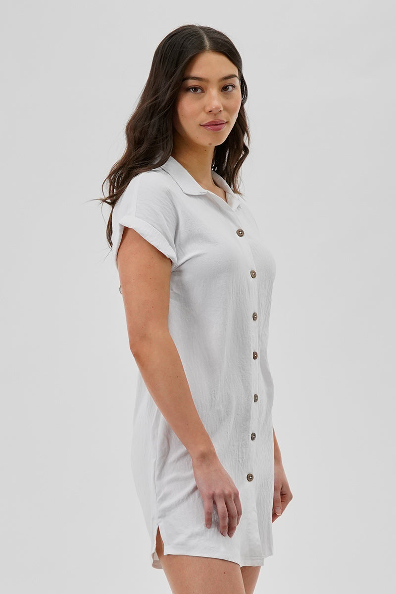 Vintage Button Up Short Sleeve Day Dress