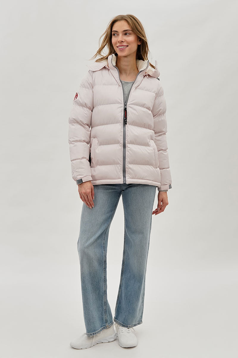 Blouson aviateur Canada Weather Gear à col doublé en sherpa - Blush