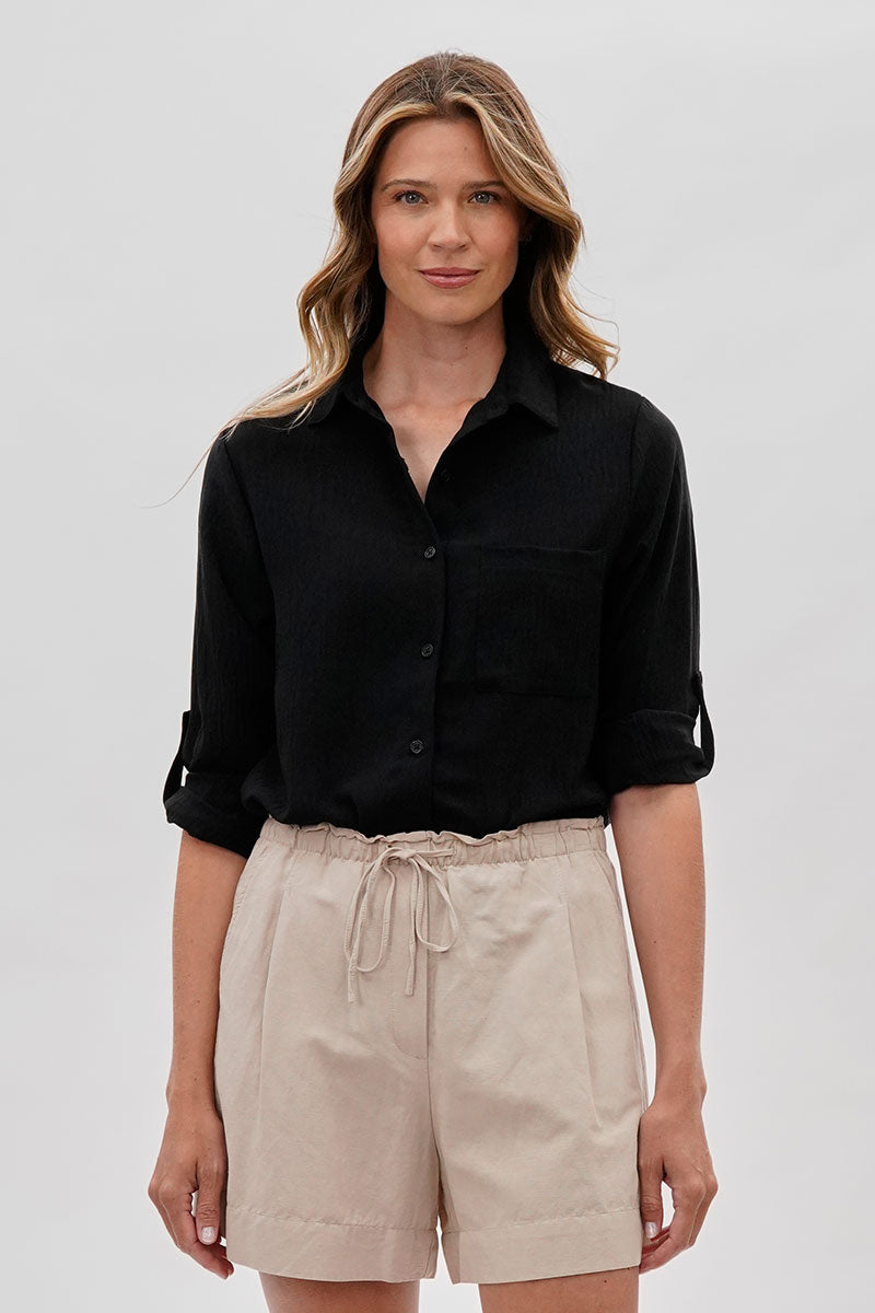 Stylexchange Vintage Classic Button Down Shirt - Black - Womens Shirts & Blouses - Fairweather