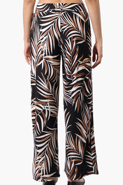 Beechers Brook Leaf Print Wide leg Pants - Black - Womens Pants - Fairweather
