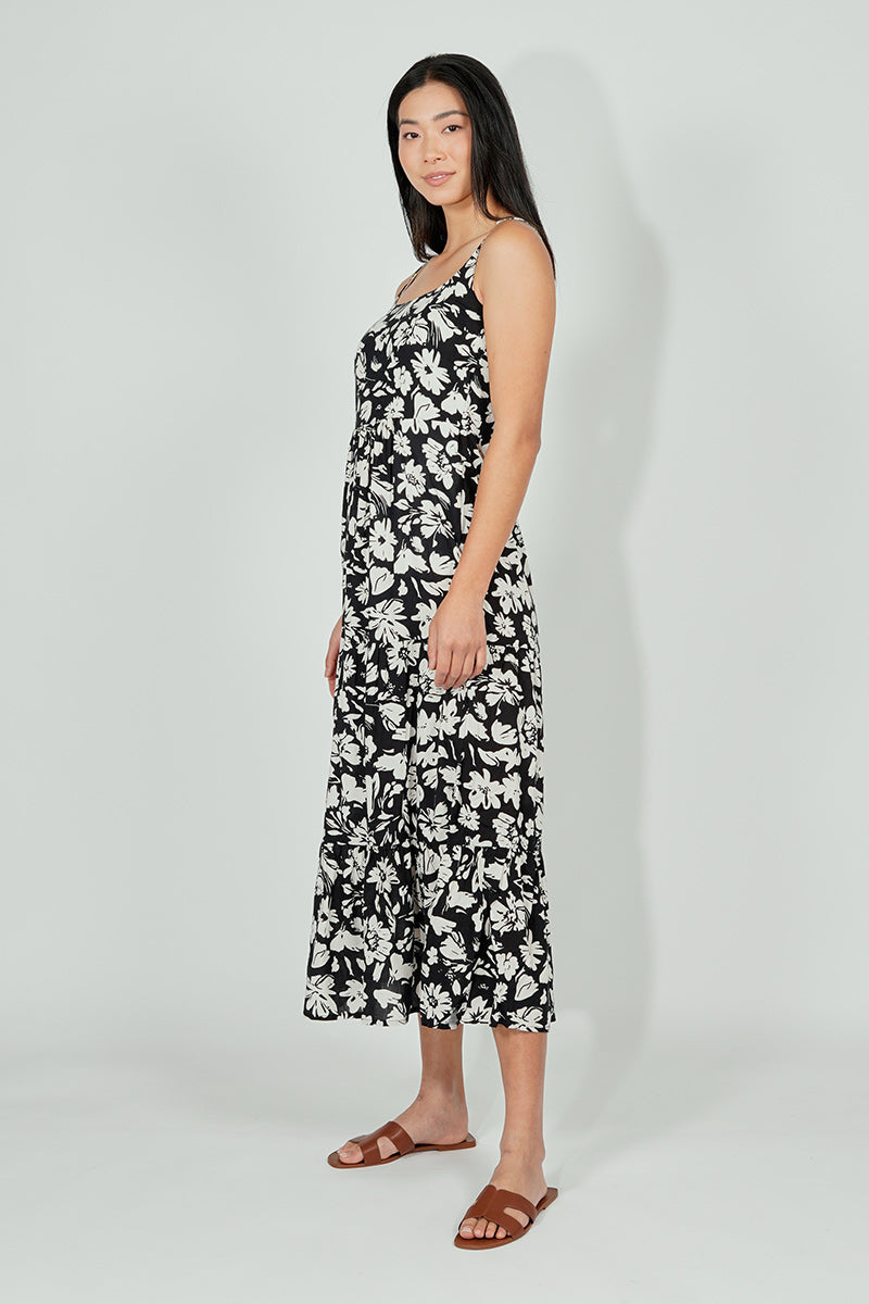 International INC Company Floral Tiered Maxi Dress - Black - Womens Maxi Dresses - Fairweather