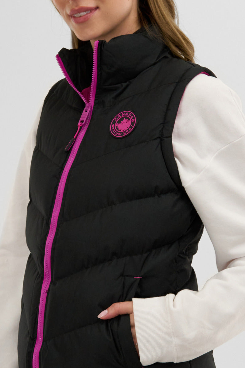 Canada Weather Gear Chevron Puffer Vest - Black - Womens Vests - Fairweather