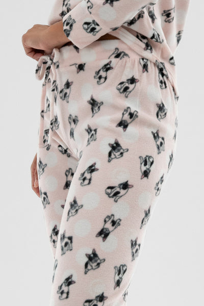 Canada Weather Gear Dog Print Wide Leg Pajama Pants - Blush - Womens Pajamas - Fairweather