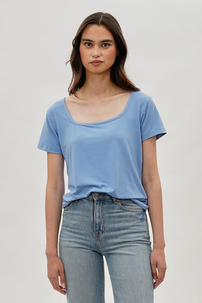 Costa Blanca Square Neck Tee - Blue - Womens Tees & Tank Tops - Fairweather