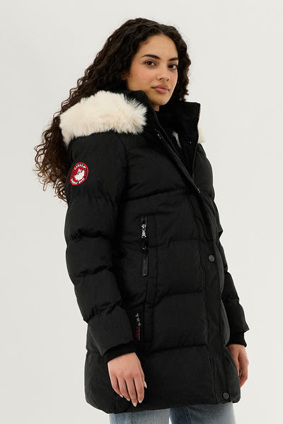 Canada Weather Gear Hip Length Parka Jacket - Black - Womens Parka Jackets - Fairweather