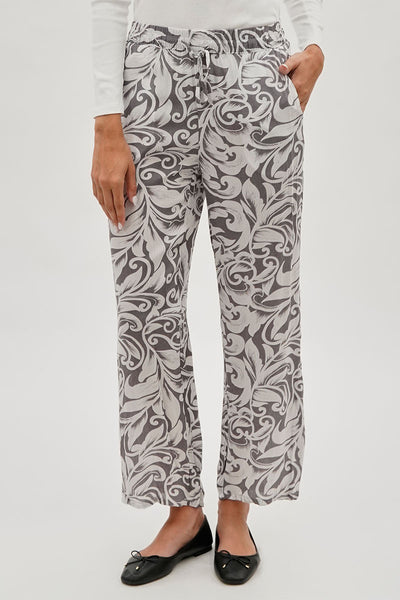 International INC Company Leaf Print Wide Leg Pants - Grey - Womens Pants - Fairweather