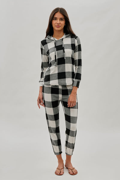 Canada Weather Gear Plaid Hooded Pajama Top - White - Womens Pajamas - Fairweather