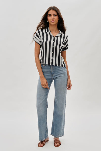 Stylexchange Vintage Striped Button Down Shirt - Black - Womens Shirts & Blouses - Fairweather