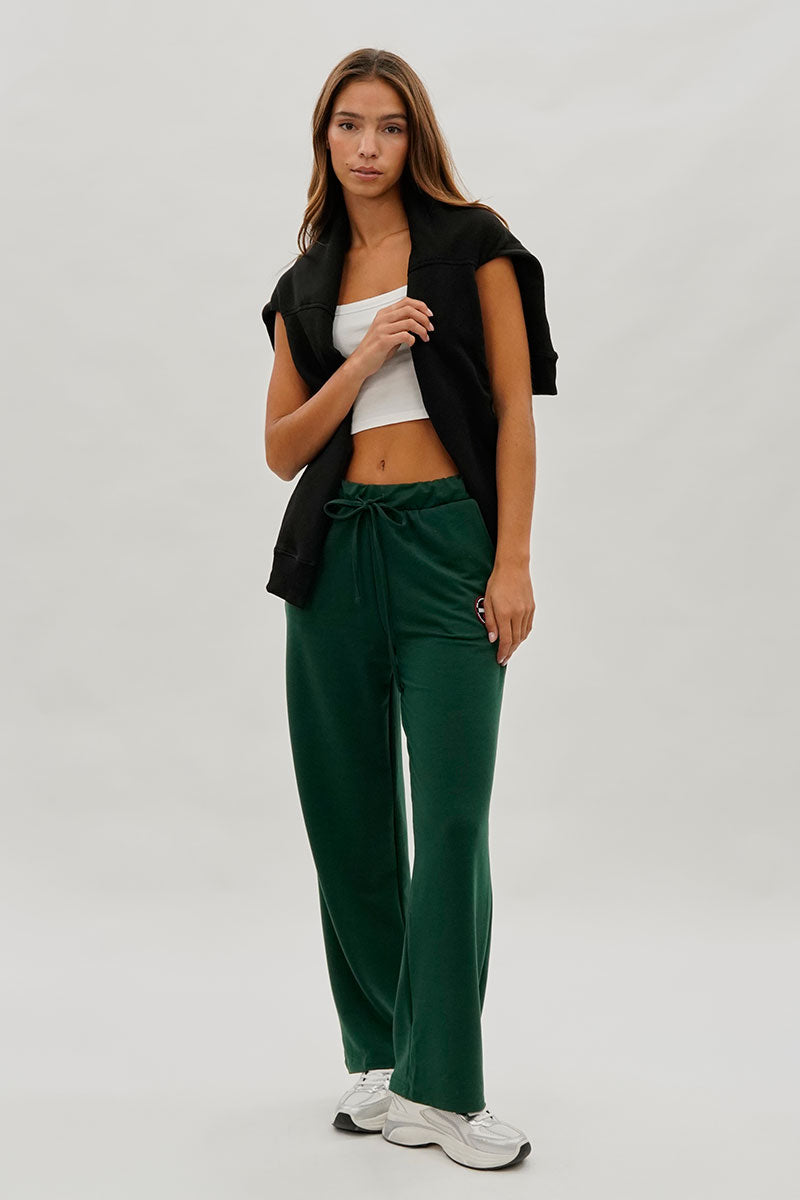 Pantalon de survêtement Fahrenheit à jambe large et cordon de serrage - Vert