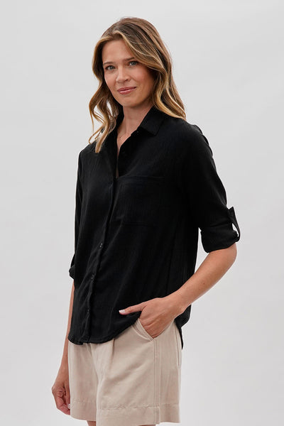 Stylexchange Vintage Classic Button Down Shirt - Black - Womens Shirts & Blouses - Fairweather