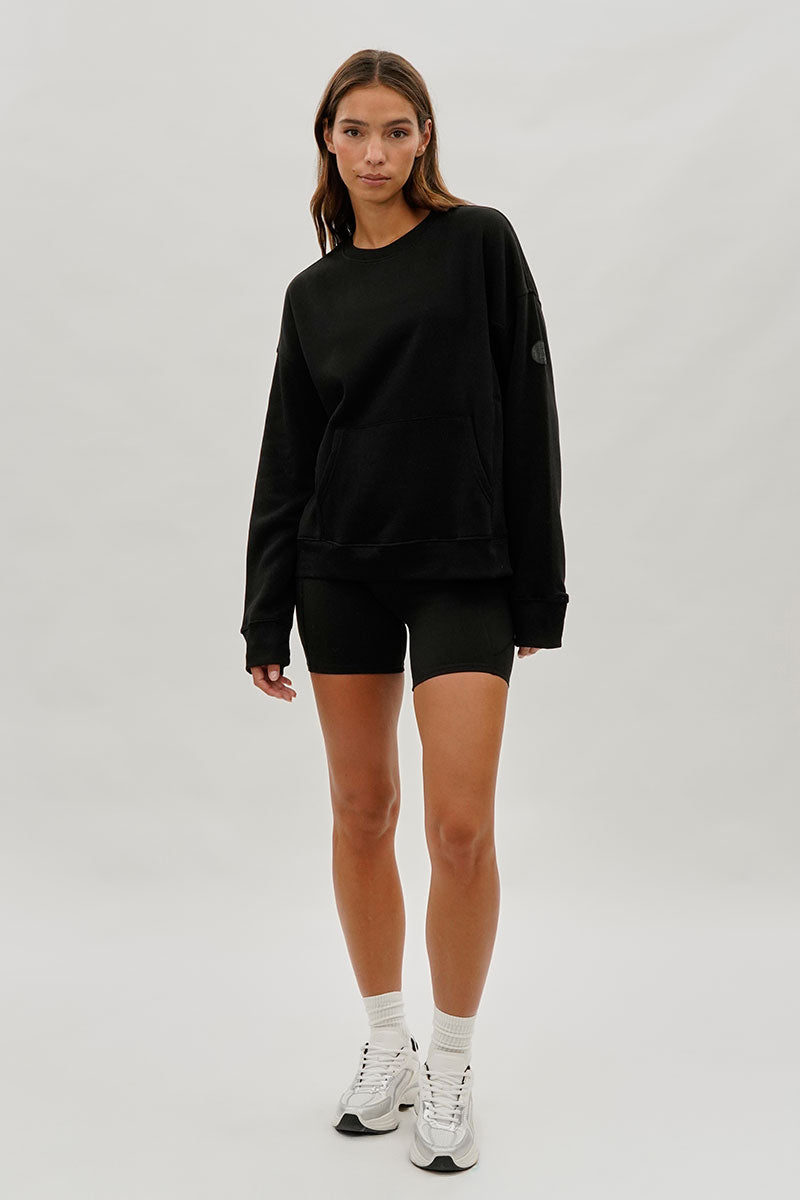 Fahrenheit Drop Shoulder Kangaroo Pocket Sweatshirt - Black - Womens Hoodies & Sweatshirts - Fairweather