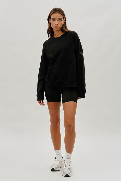 Fahrenheit Drop Shoulder Kangaroo Pocket Sweatshirt - Black - Womens Hoodies & Sweatshirts - Fairweather