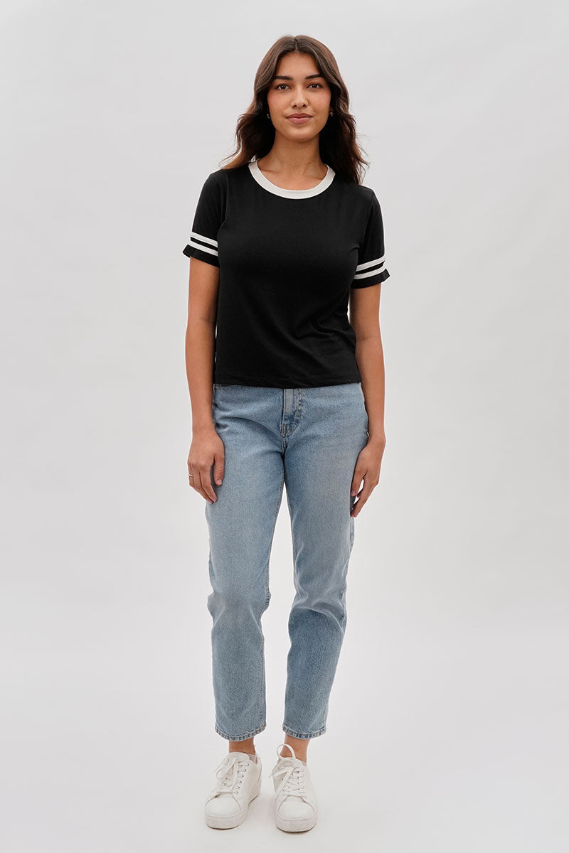 Stylexchange Vintage Striped Ringer Tee - Black - Womens Tees & Tank Tops - Fairweather