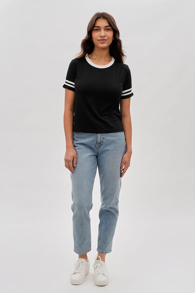 Stylexchange Vintage Striped Ringer Tee - Black - Womens Tees & Tank Tops - Fairweather