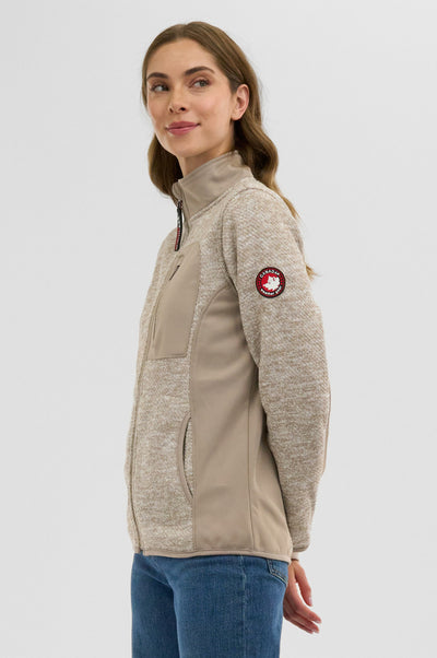 Canada Weather Gear Fleece Zip Up Lightweight Jacket - Cream - Womens Lightweight Jackets - Fairweather
