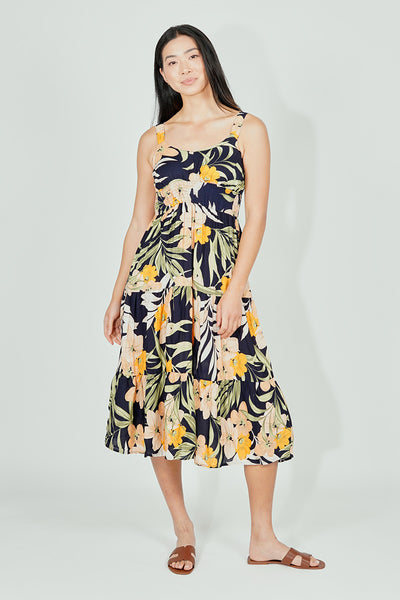 Limite Floral Smocked Waist Maxi Dress - Navy - Womens Maxi Dresses - Fairweather