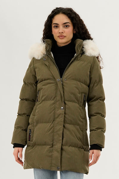 Canada Weather Gear Hip Length Parka Jacket - Green - Womens Parka Jackets - Fairweather