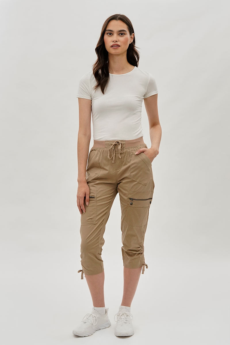 International INC Company Tie Waist Cargo Capris - Beige - Womens Shorts & Capris - Fairweather