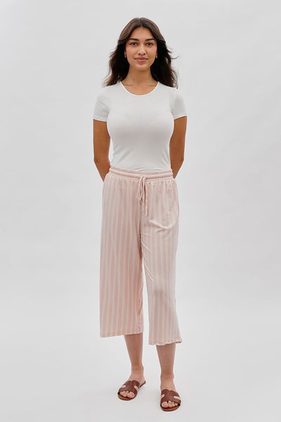 International INC Company Striped Wide Leg Capris Pants - Blush - Womens Pants - Fairweather