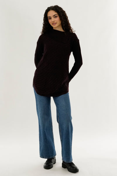 Beechers Brook High Neck Pullover Sweater - Burgundy - Womens Pullover Sweaters - Fairweather